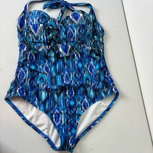 Catalina Blue and White One Piece Swimsuit